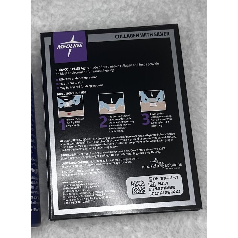 Medline PURACOL PLUS Collagen Silver Antibacterial Sterile 2x2.2 Wound Dressing - Picture 4 of 5